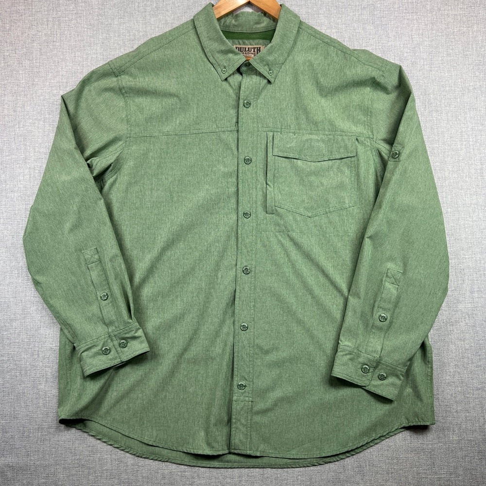 Duluth‎ Trading Co Sol Survivor Shirt Men 2XL Green Outdoor Utility Performance